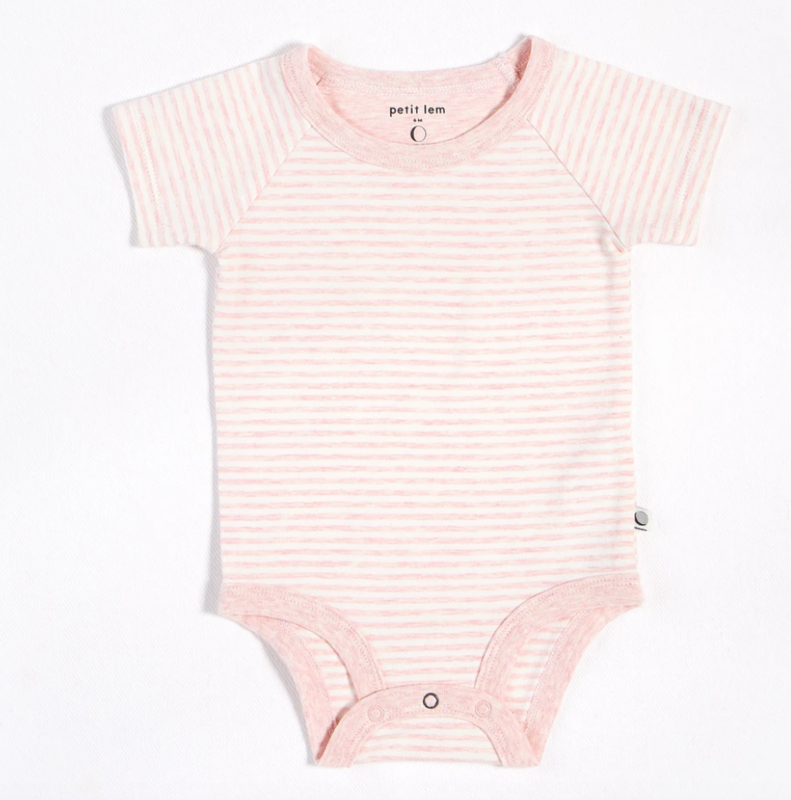Organic Cotton L/S Body Suit  - heather pink 3mos