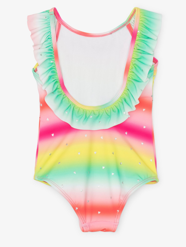 Shimmer Rainbow Ruffle Sleeve Swimsuit