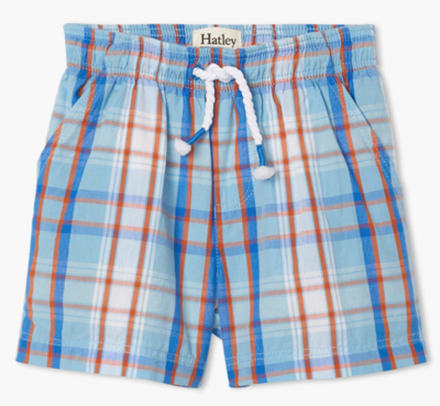 blue plaid baby woven shorts