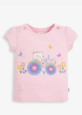 Pretty tractor t shirt pale pink
