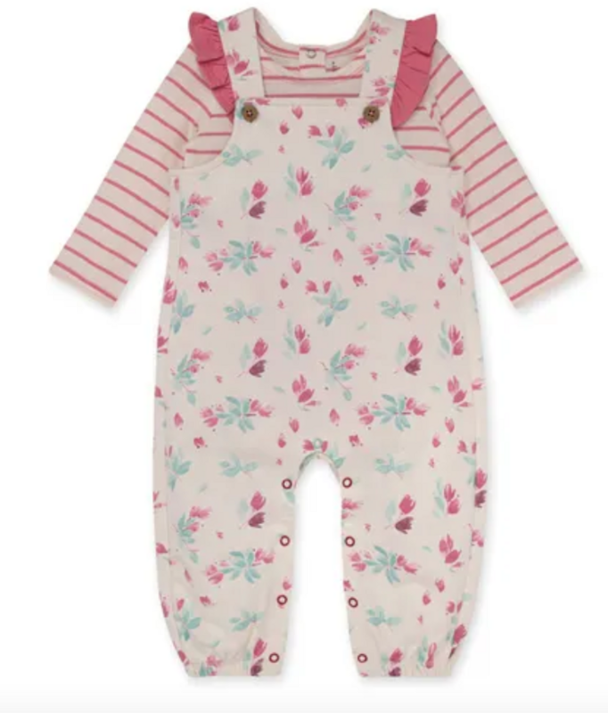 Lovely Floral Jumpsuit Set-Blue Lagoon