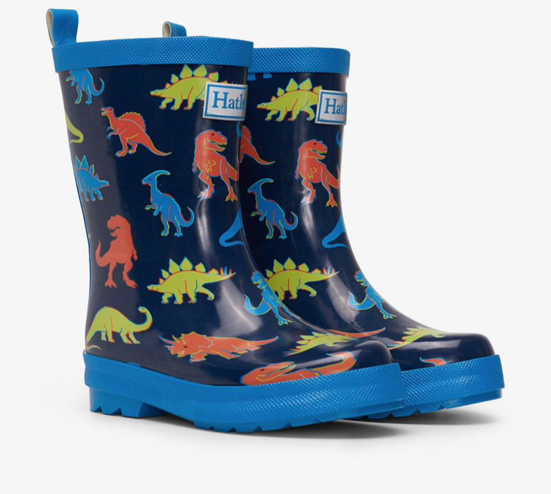Linework Dinos Shiny Rainboots