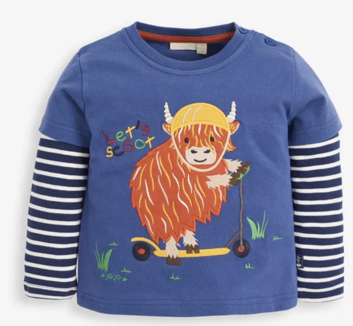 Scooting Highland Cow Applique Top IND56