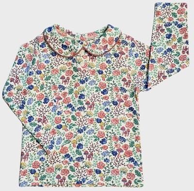 all over print Peter pan collared l/s tees 6-12