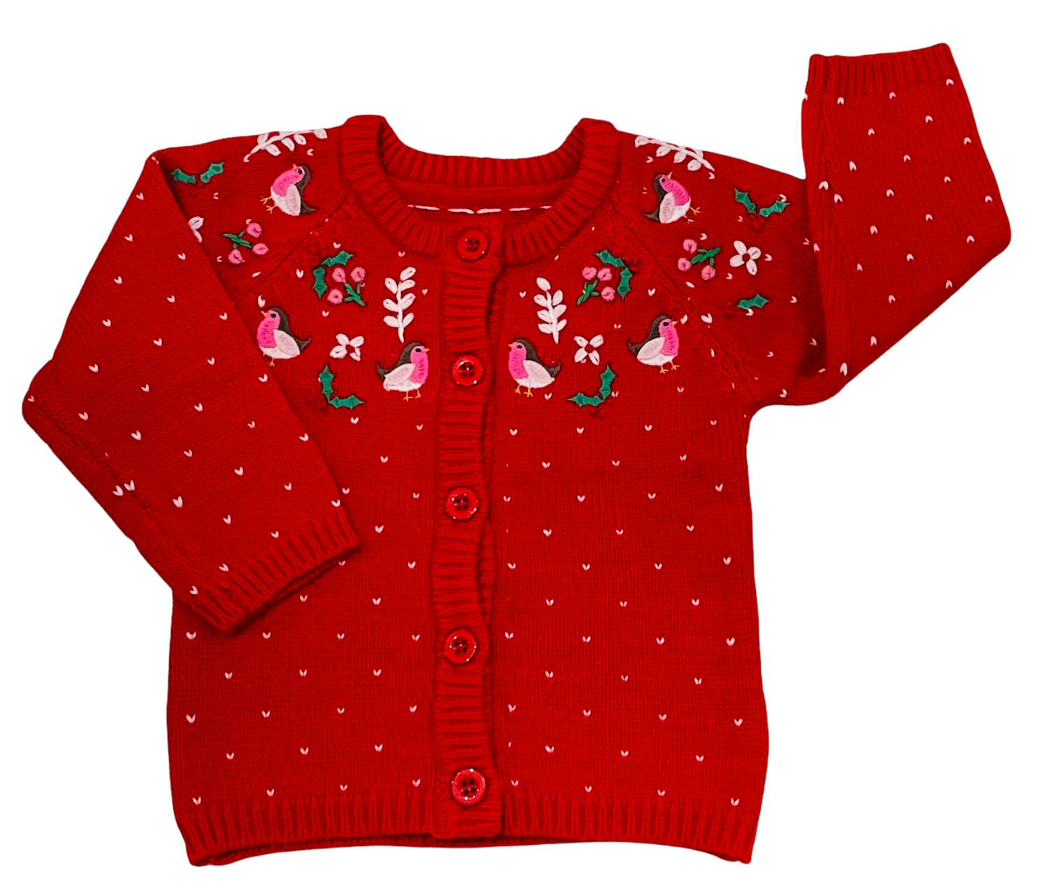 Christmas embroidered cardigan red 6-12