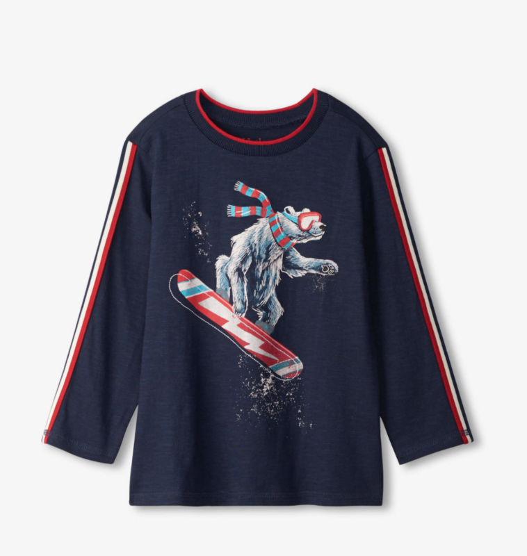 Snowboarding Bear Longsleeve Tee