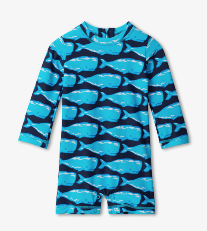 Whale Pod one piece baby rashguard