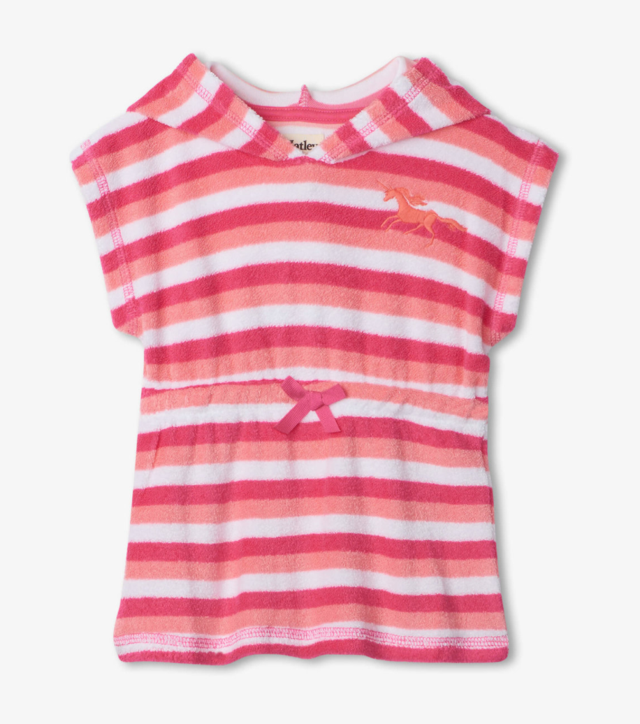 Cotton Candy stripes baby hooded terry cover up