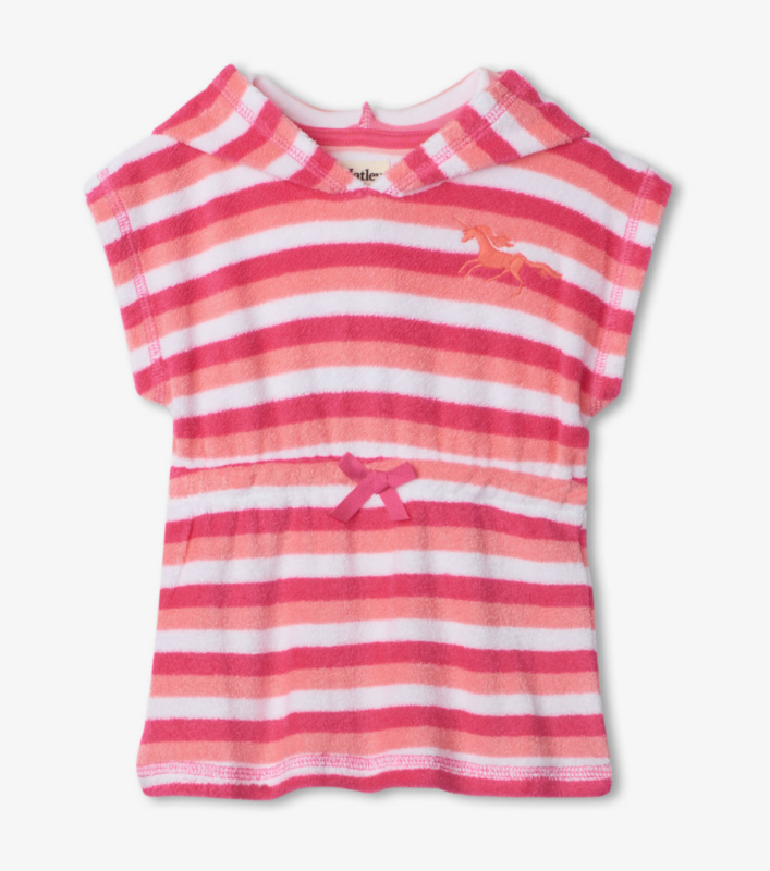 Cotton Candy stripes baby hooded terry cover up