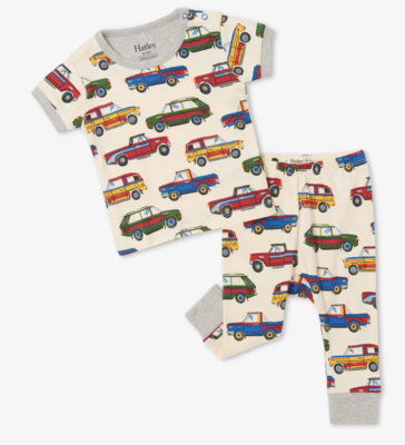 Vintage Cars Organic Cotton Baby Short Sleeve Paja