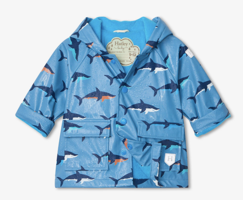 Swimming Sharks Colour Changing Baby Raincoat