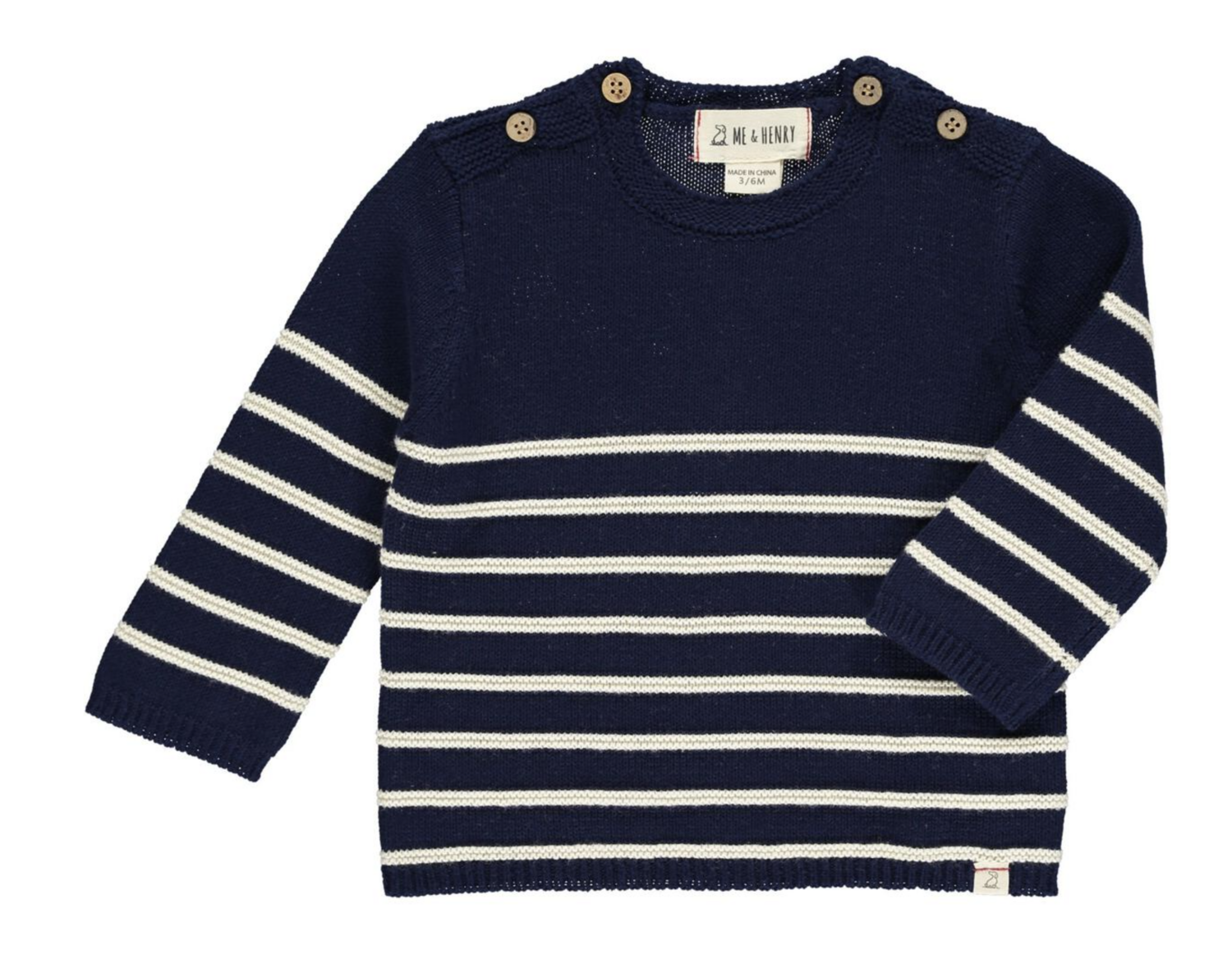 BRETON baby sweater navy/cream stripes
