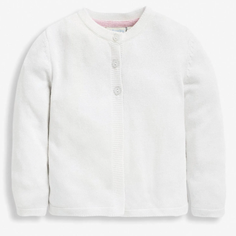 Basic Cardigan white 12-18 mos.