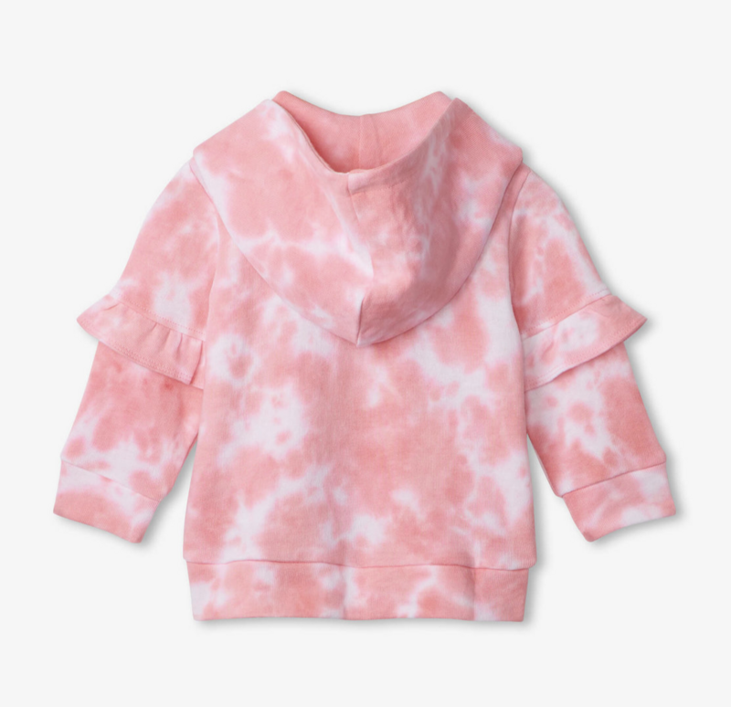 Pink Tie Dye Baby Ruffle Sleeve Hoodie
