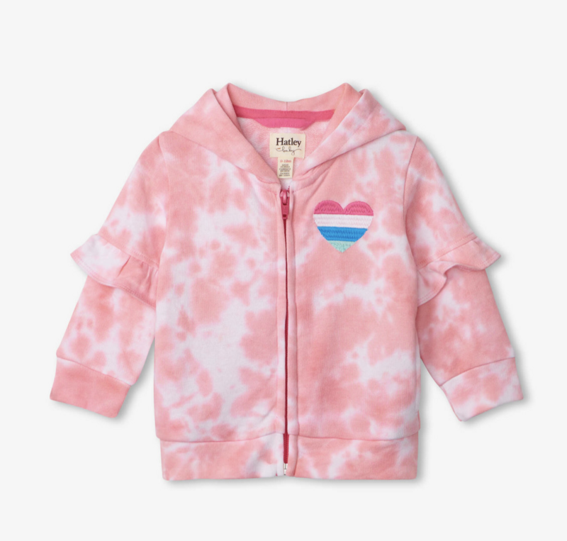 Pink Tie Dye Baby Ruffle Sleeve Hoodie