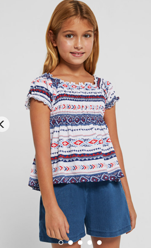 red white &amp; blue geo pattern tunic