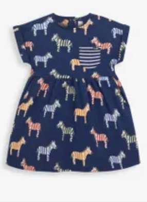 Multicolour Zebra Print Dress with Pockets 18-24 mos.