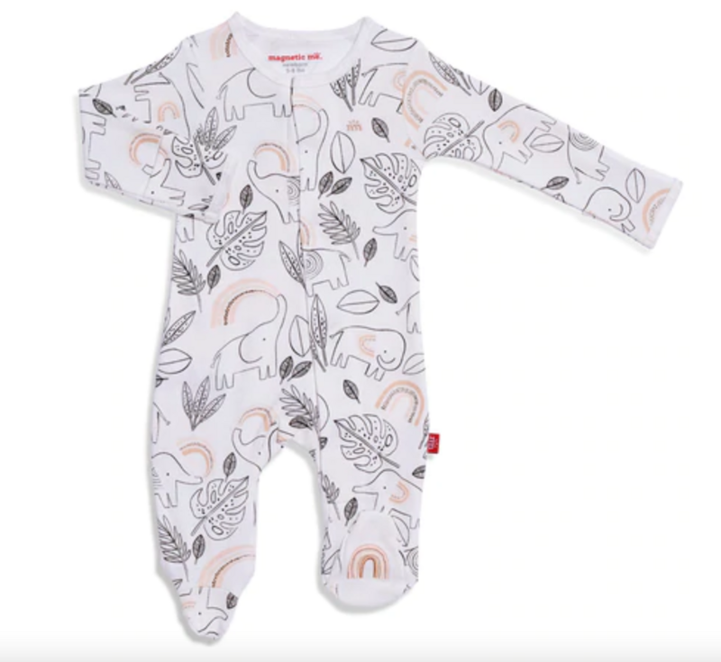 Ellie Go Lucky cream organic cotton footie