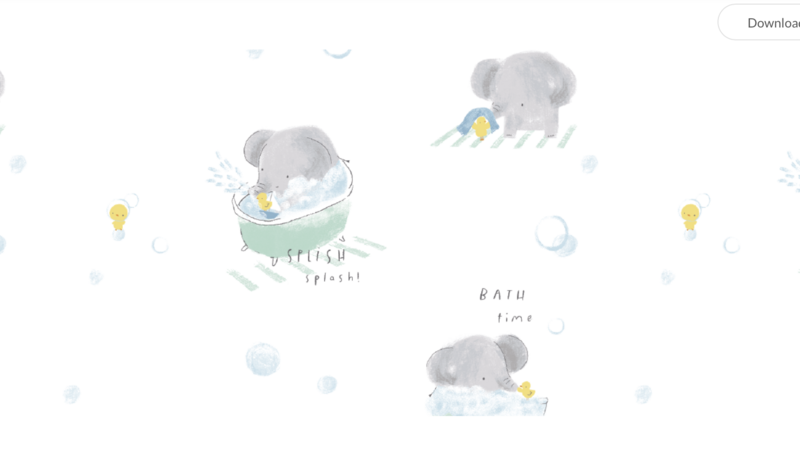Bathtime Elephants/ White 2 Way Ruffle Zipper Foot