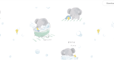 Bathtime Elephants/ White 2 Way Ruffle Zipper Foot