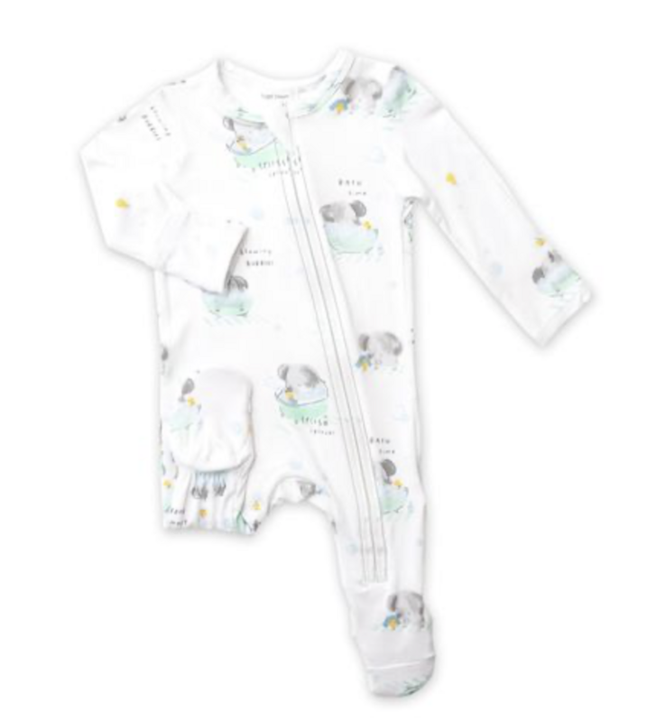 Bathtime Elephants/ White 2 Way Ruffle Zipper Foot