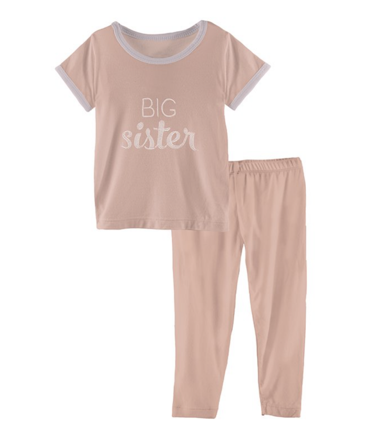 Short Sleeve Applique Pajama Set, size: 3T, pattern: blush big sister