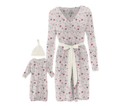 Macaroon Floral Maternity Robe/ Layette Gown Set