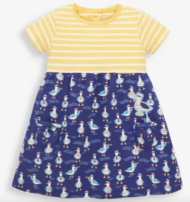 Stripe and Seagull Print Pet in Pocket Dress 4/5
