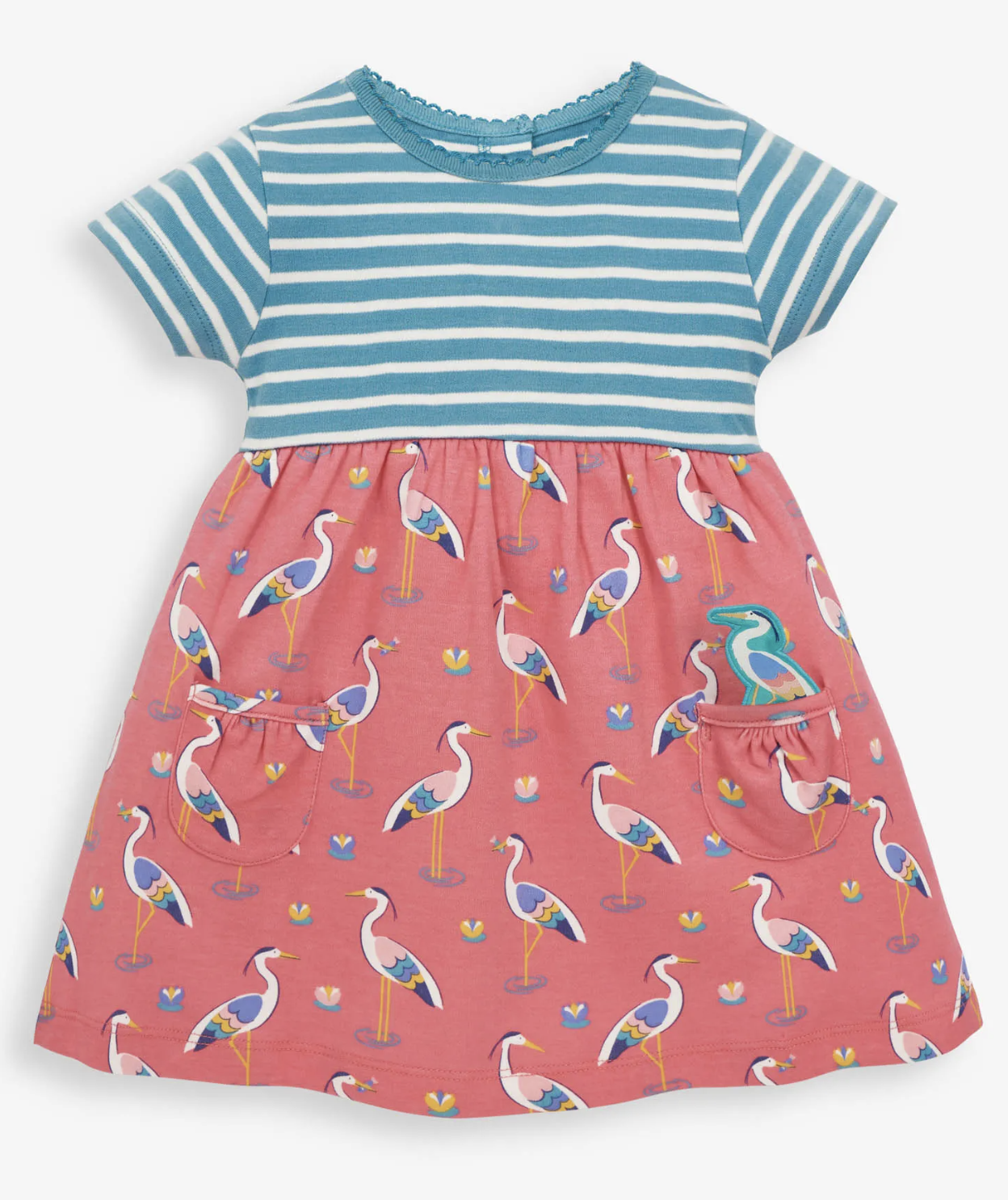 Stripe and Heron Print Dress 12-18 mos