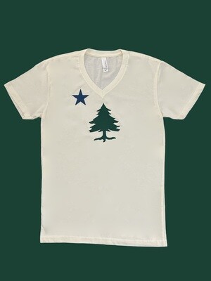 1901 Maine Flag V-Neck adult T-shirt