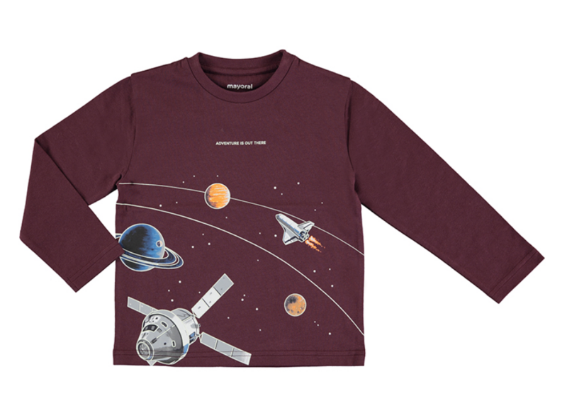 Glow in the dark space l/s tee maroon