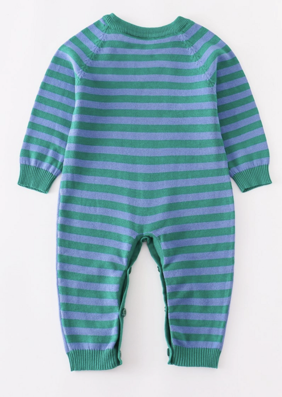 Tractor knit baby romper
