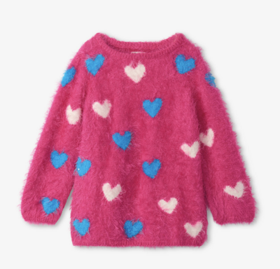 lovey hearts fuzzy sweater