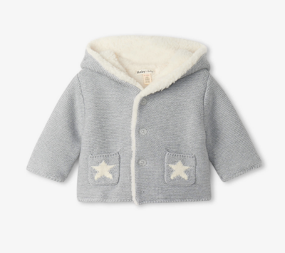 cozy stars sherpa lined baby sweater