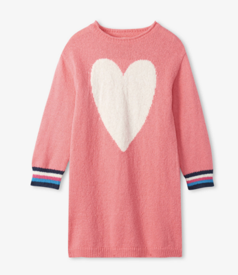 heart boucle knit sweater dress