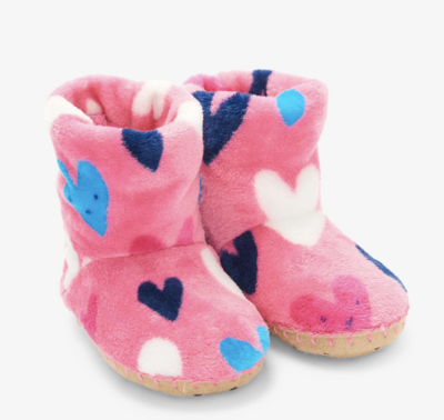 confetti hearts fleece slippers 