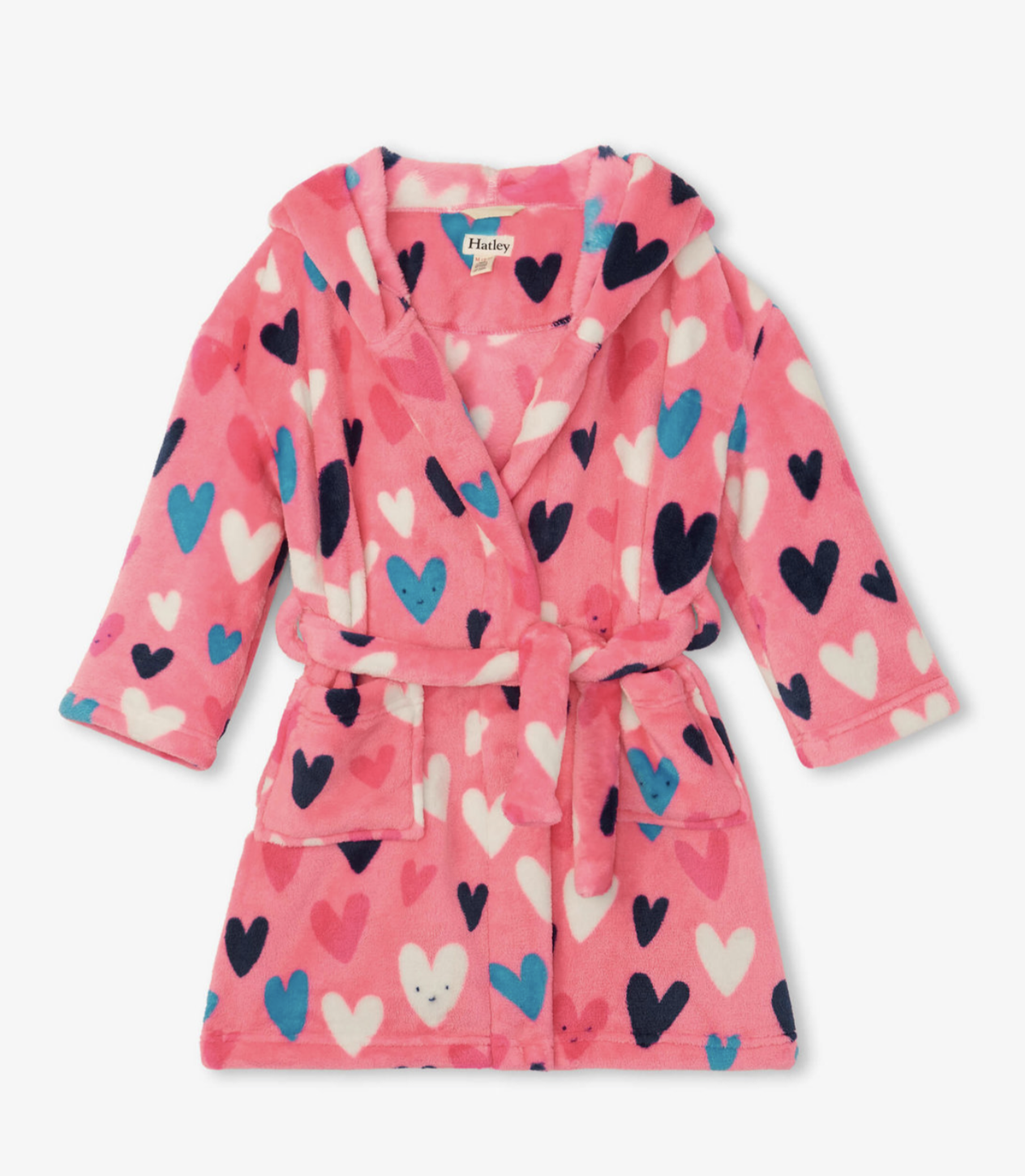 confetti hearts fleece robe