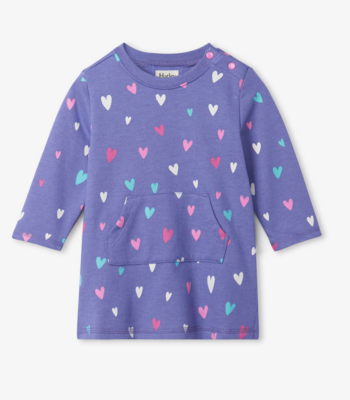 confetti hearts french terry baby dress