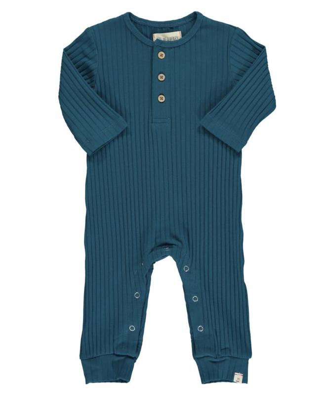 Teal Mason Rib Romper