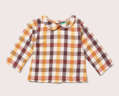 Autumn leaves checked peter pan collared blouse