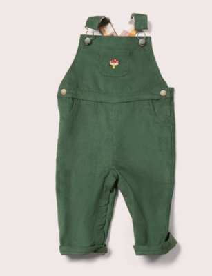 Embroidered Toadstool Corduroy overalls green