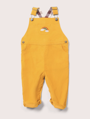 Embroidered Rainbow Classic Corduroy overalls Gold