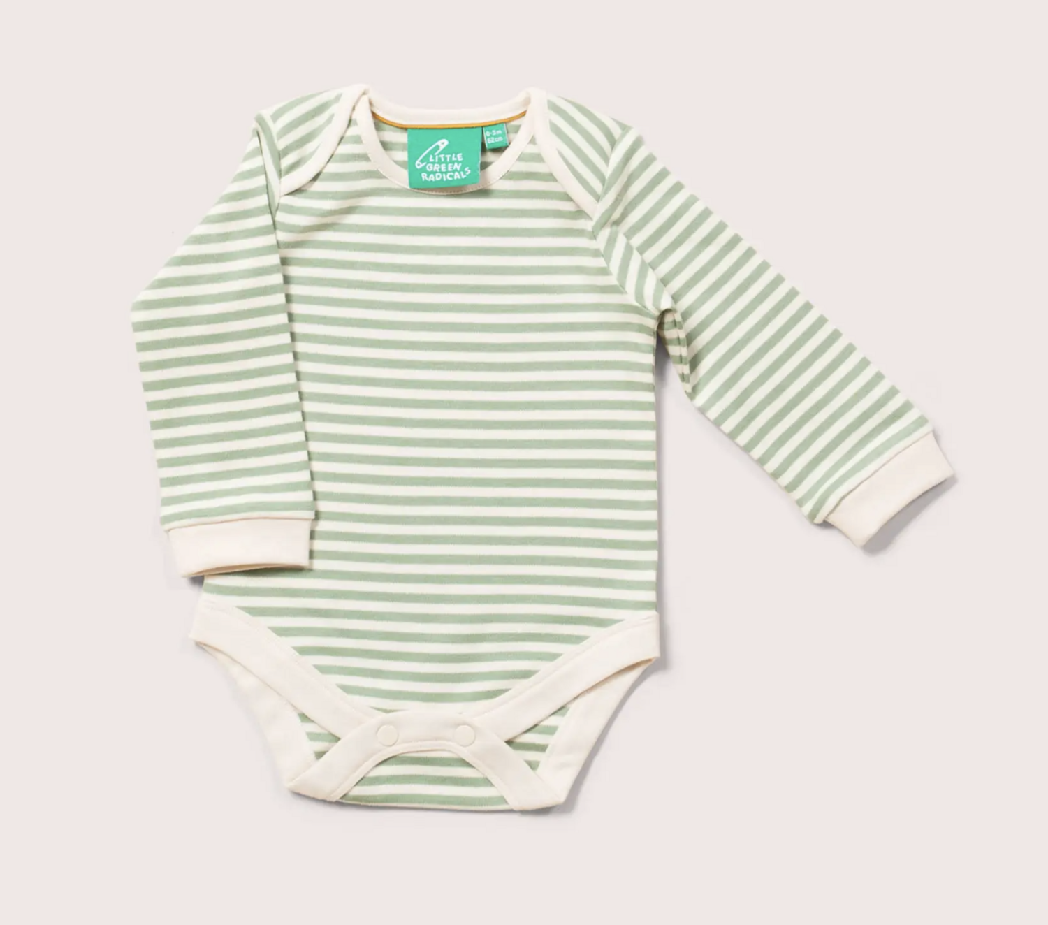 striped organic bodysuit, size: 3-6m, color: green