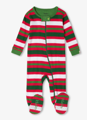 Candy Cane Stripes footed coverall