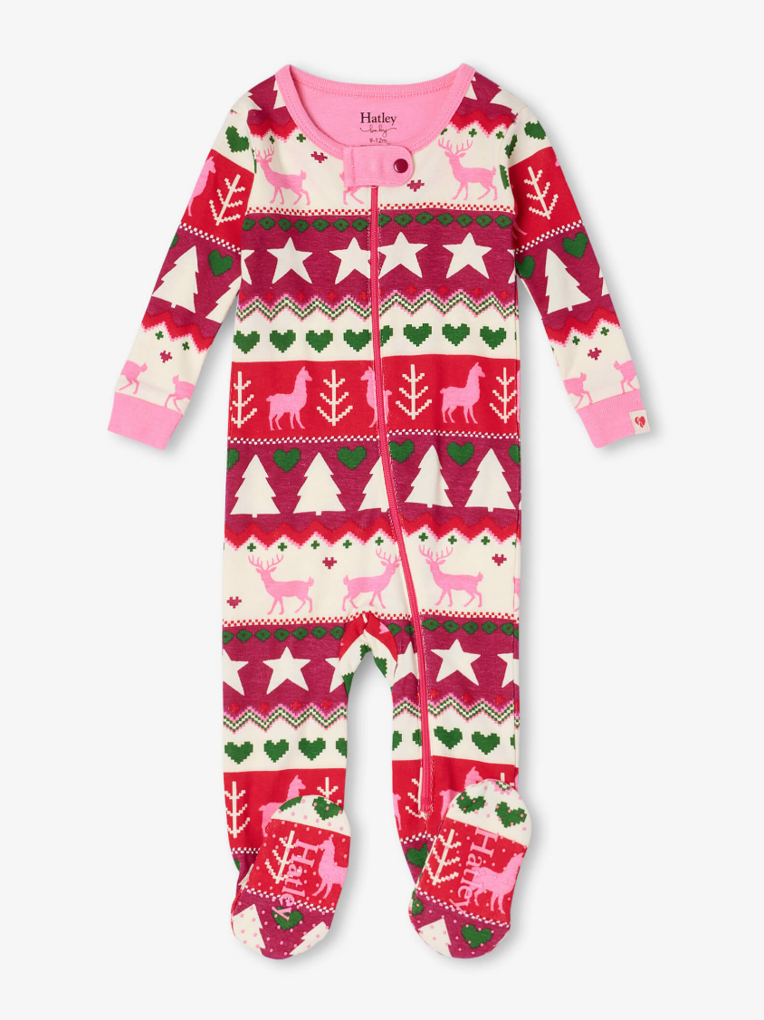 Holiday Fair  isle footed coverall