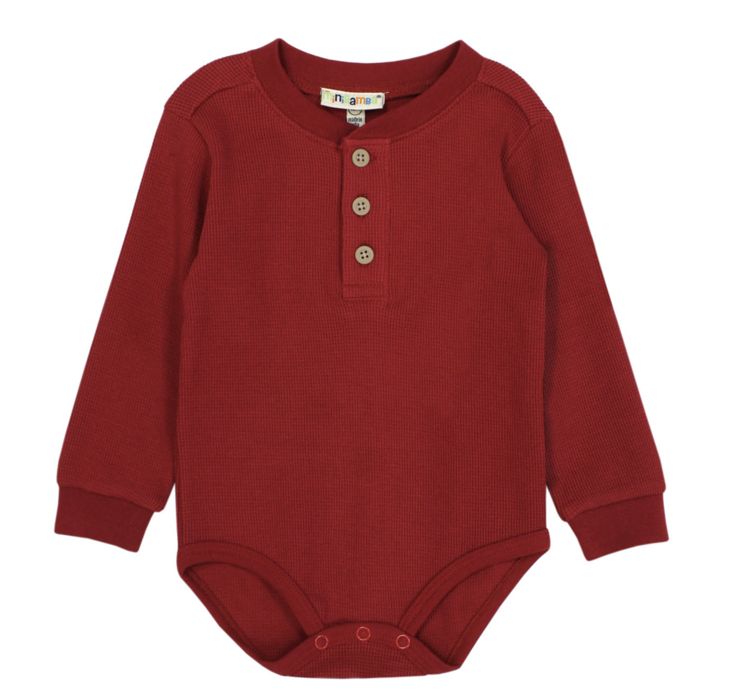 Thermal henley bodysuit red