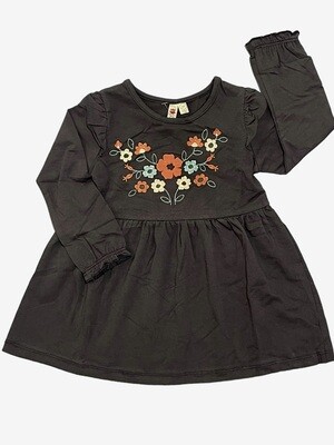 Charcoal Flower embroidery flower tunic