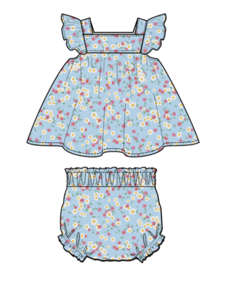 butterfly sleeve pinafore top and diaper cover
