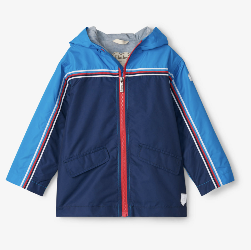 Nautical microfiber rain jacket