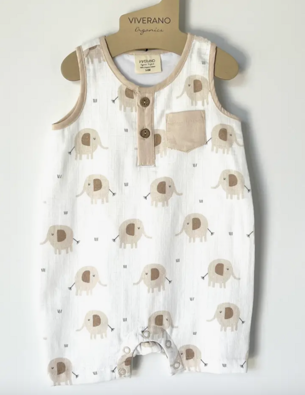 Elephant henley sleeveless short romper